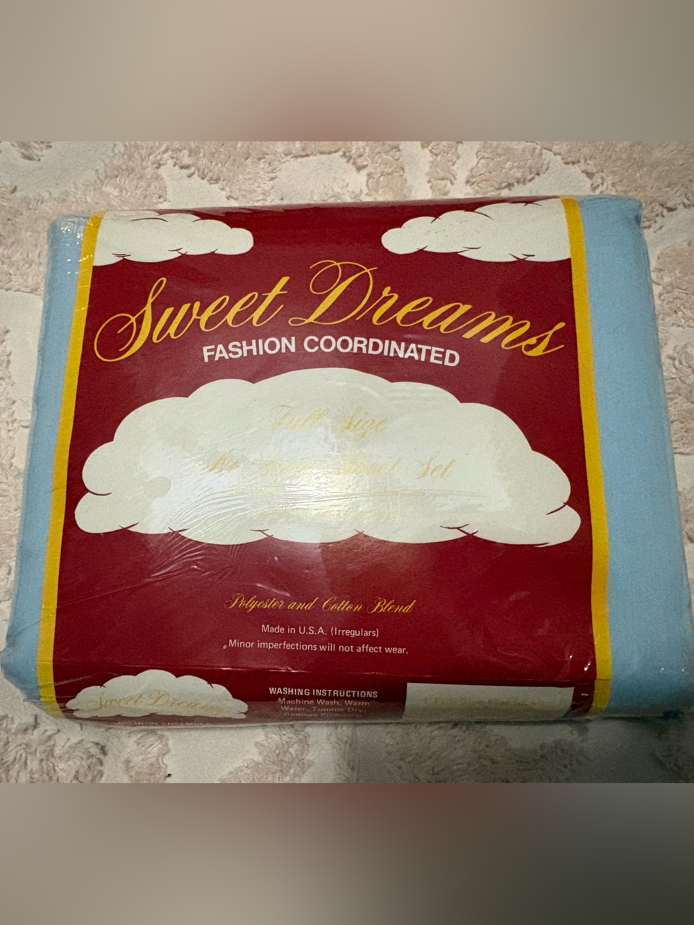 Vintage Sweet Dreams FULL Sheet Set - blue with floral print